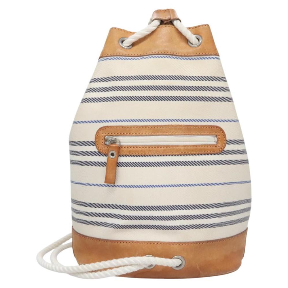 BURBERRY Backpack Canvas White Brown Auth th5698 - Picture 2 of 16